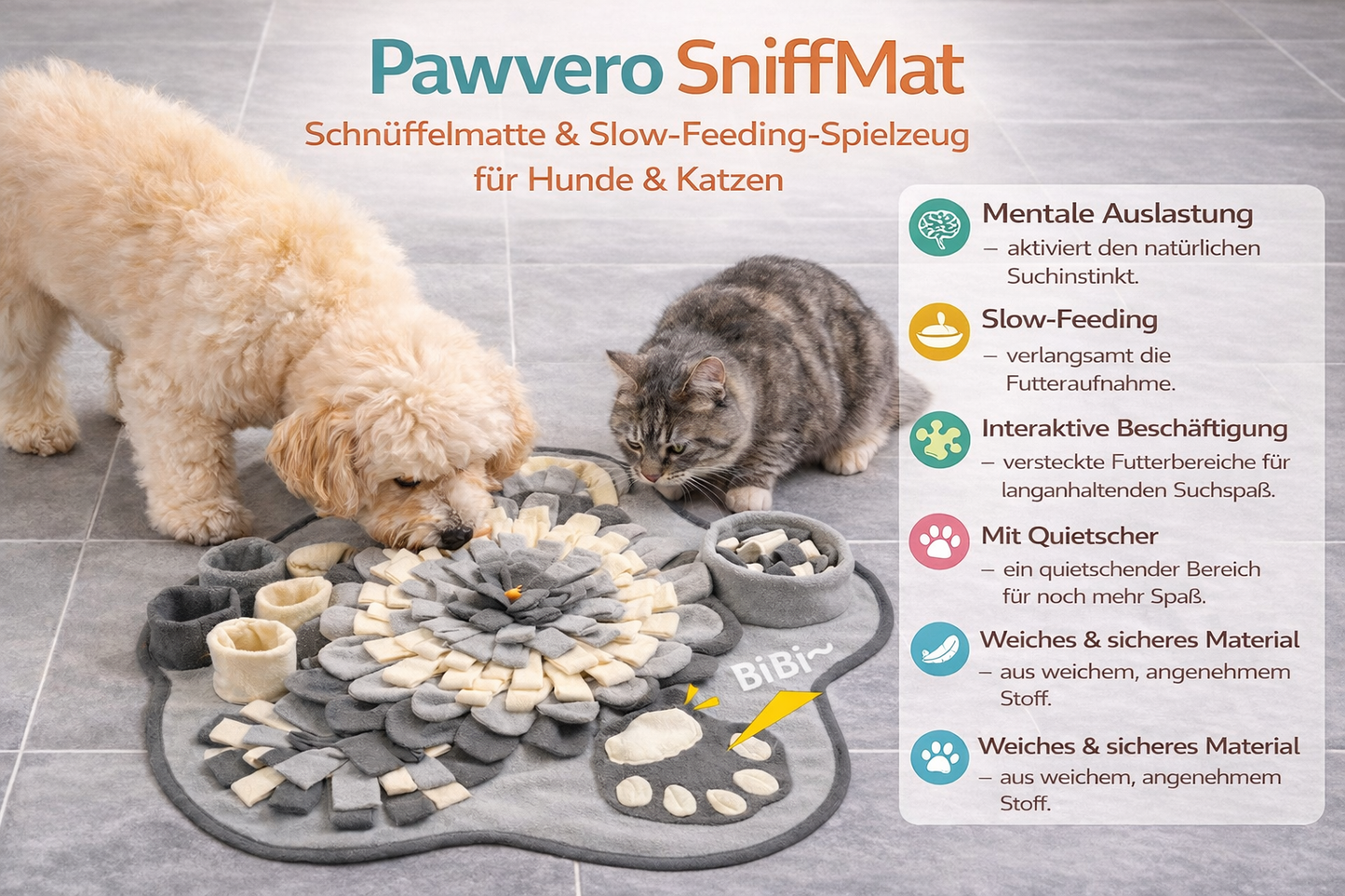 SniffMat – Schnüffelmatte & Slow-Feeding-Spielzeug für Hunde