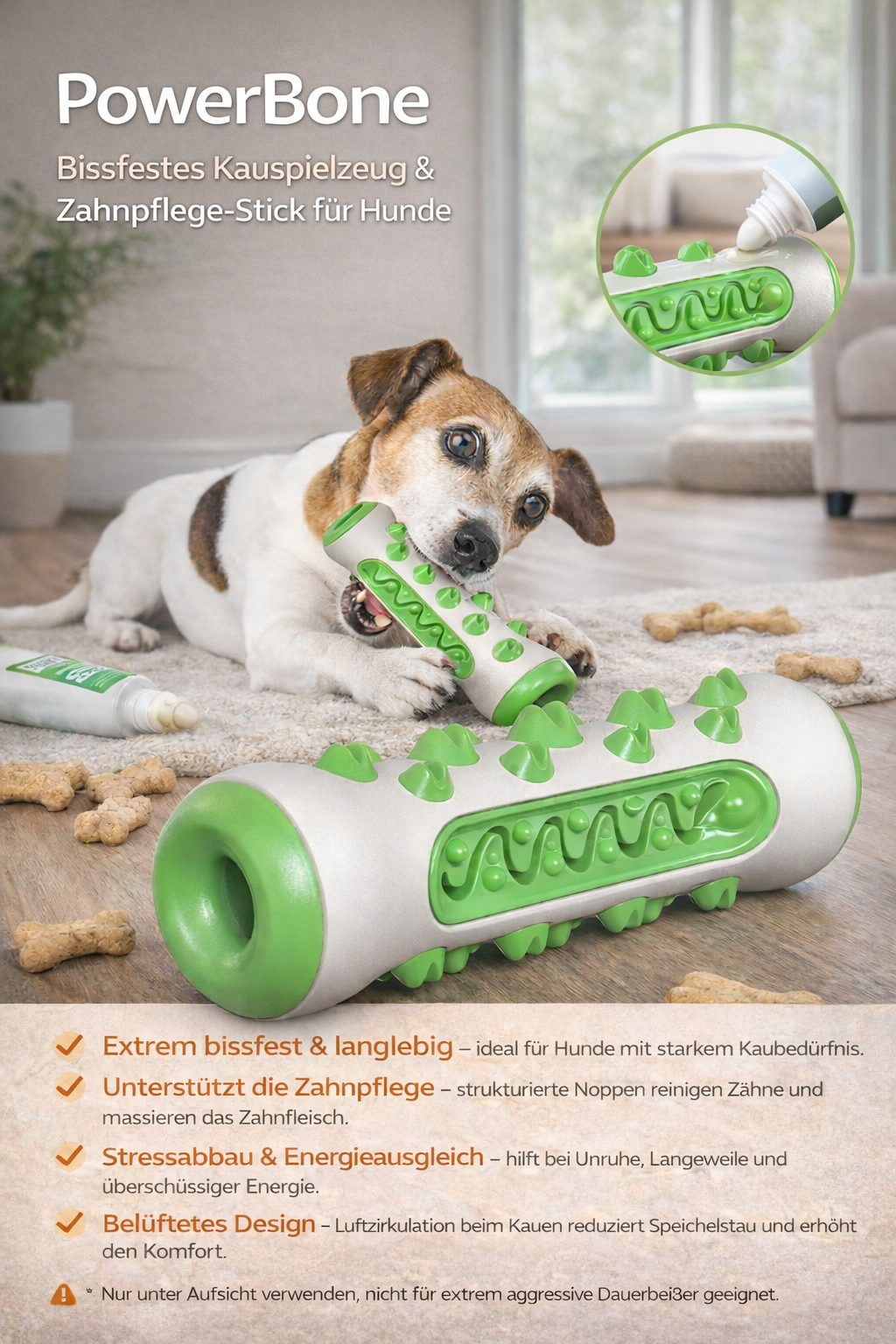 PowerBone – Bissfestes Kauspielzeug und Zahnpflege-Stick für Hunde
