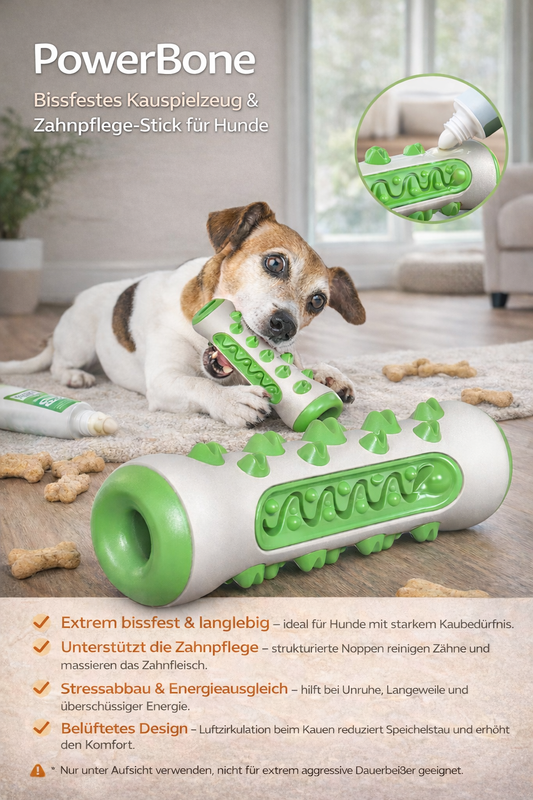 PowerBone – Bissfestes Kauspielzeug und Zahnpflege-Stick für Hunde