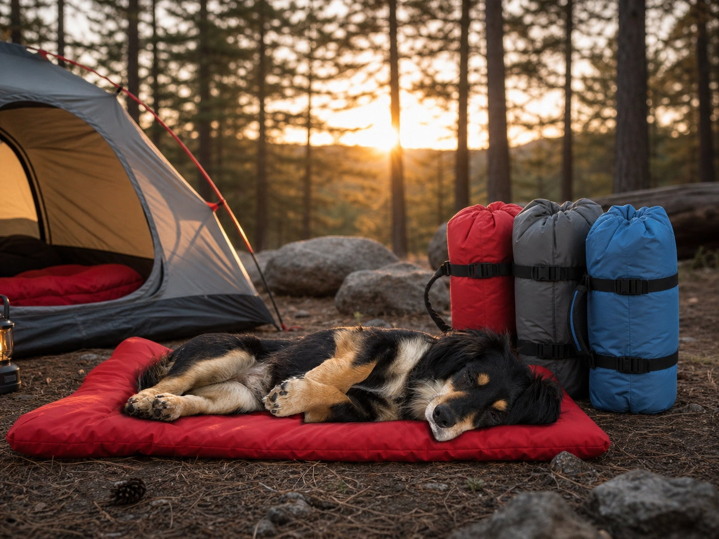 Pawvero CampBed – Wasserdichte Outdoor-Hundematte faltbar und tragbar für Hunde