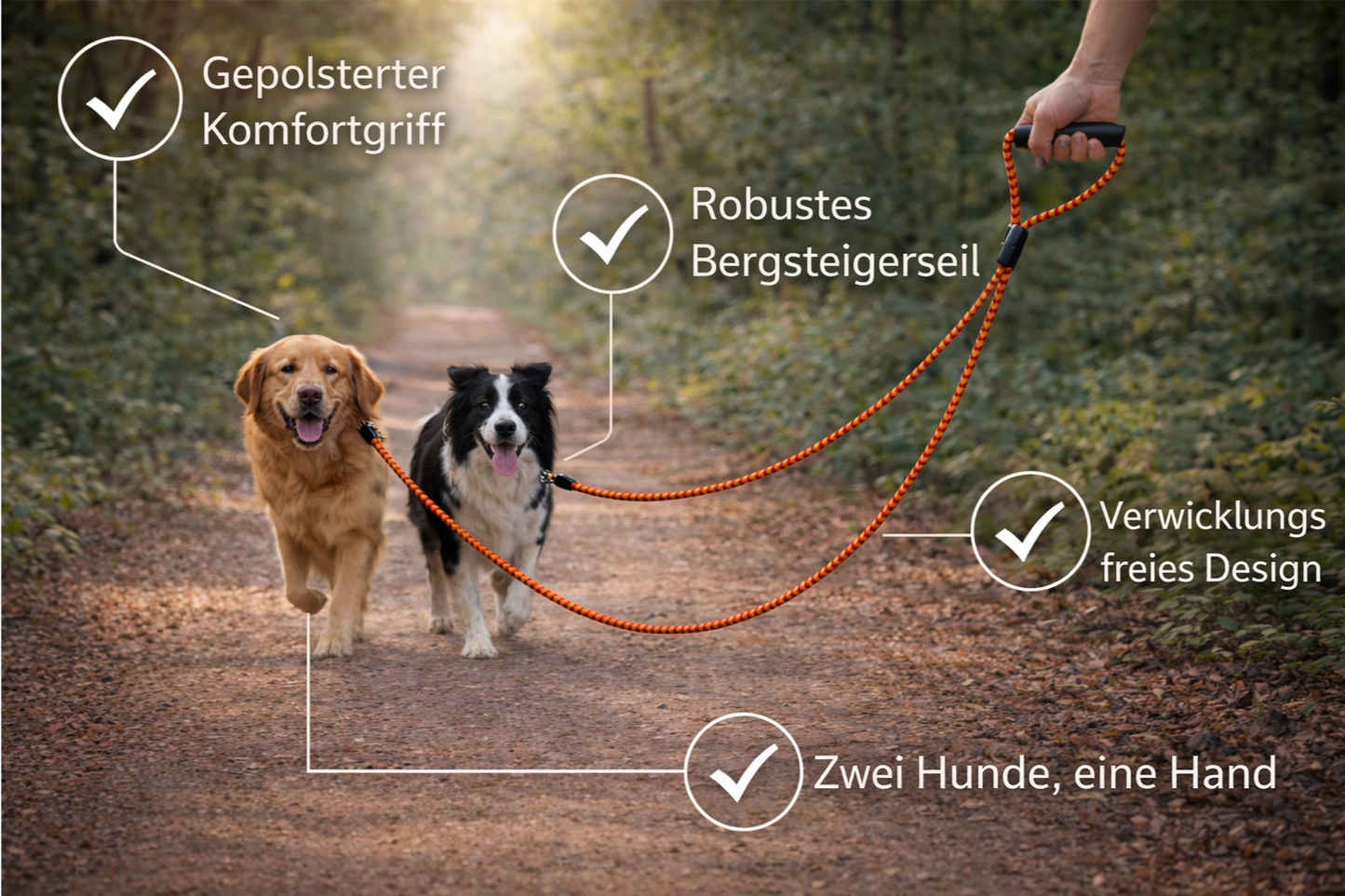 Doppel-Hundeleine – Flexibel, Robust & Kontrolliert unterwegs