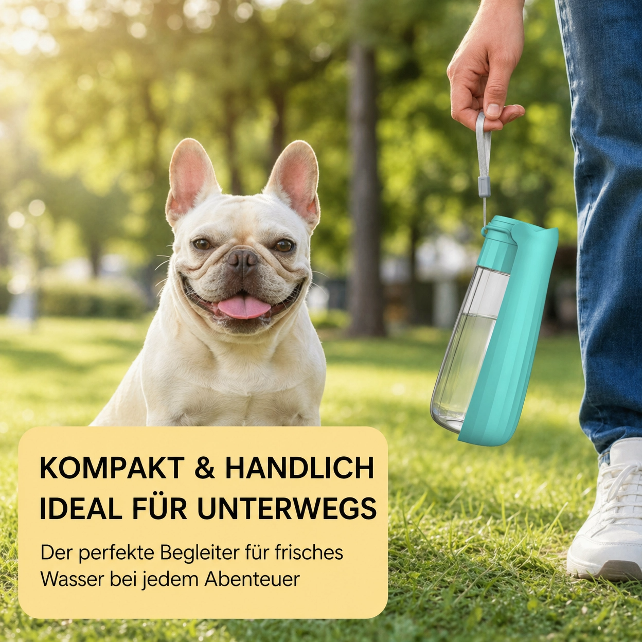 Pawver AquaGo – Tragbare Hunde-Trinkflasche mit faltbarer Schale für unterwegs